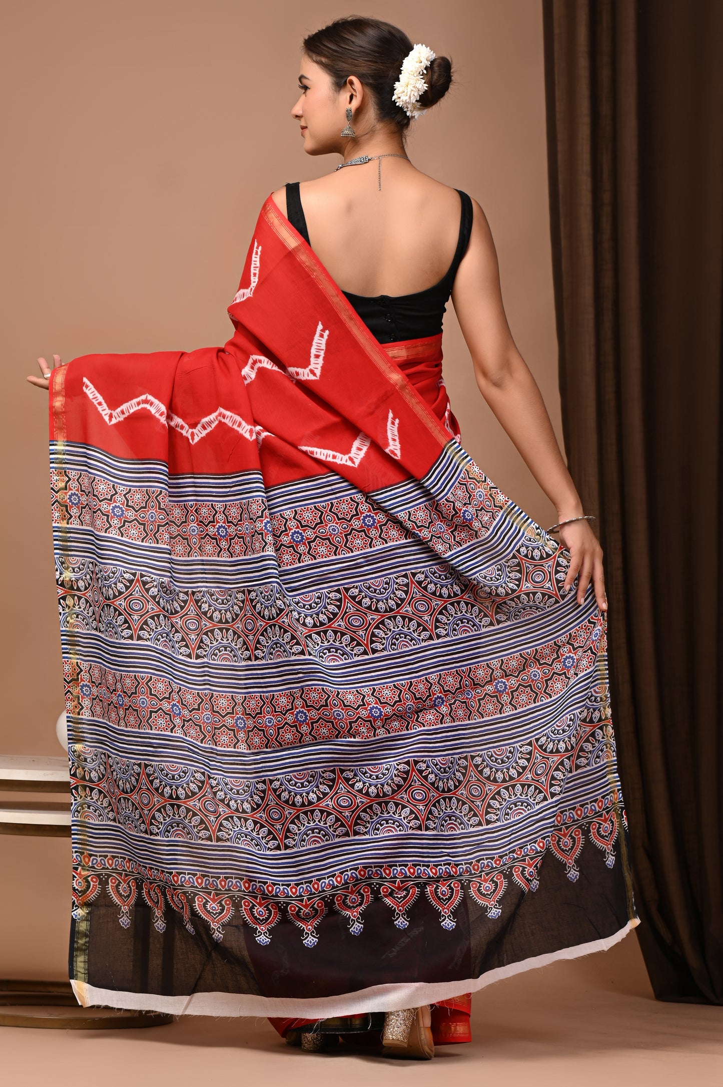 Zari Edit — Crimson Shibori Zigzag