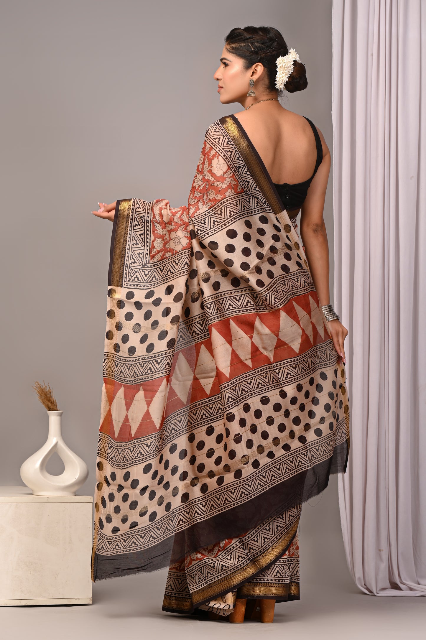 Maheshwari — Rust Floral Geometry