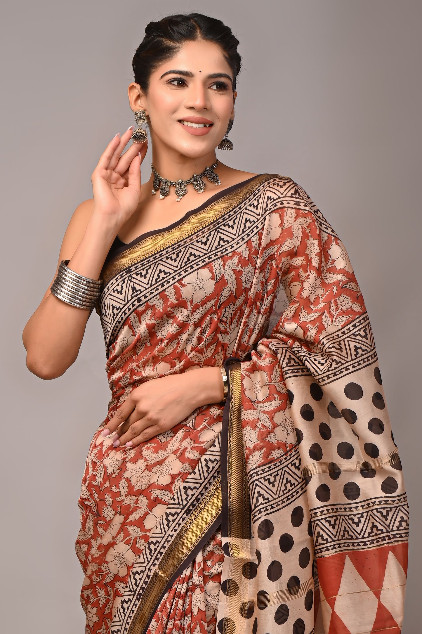 Maheshwari — Rust Floral Geometry