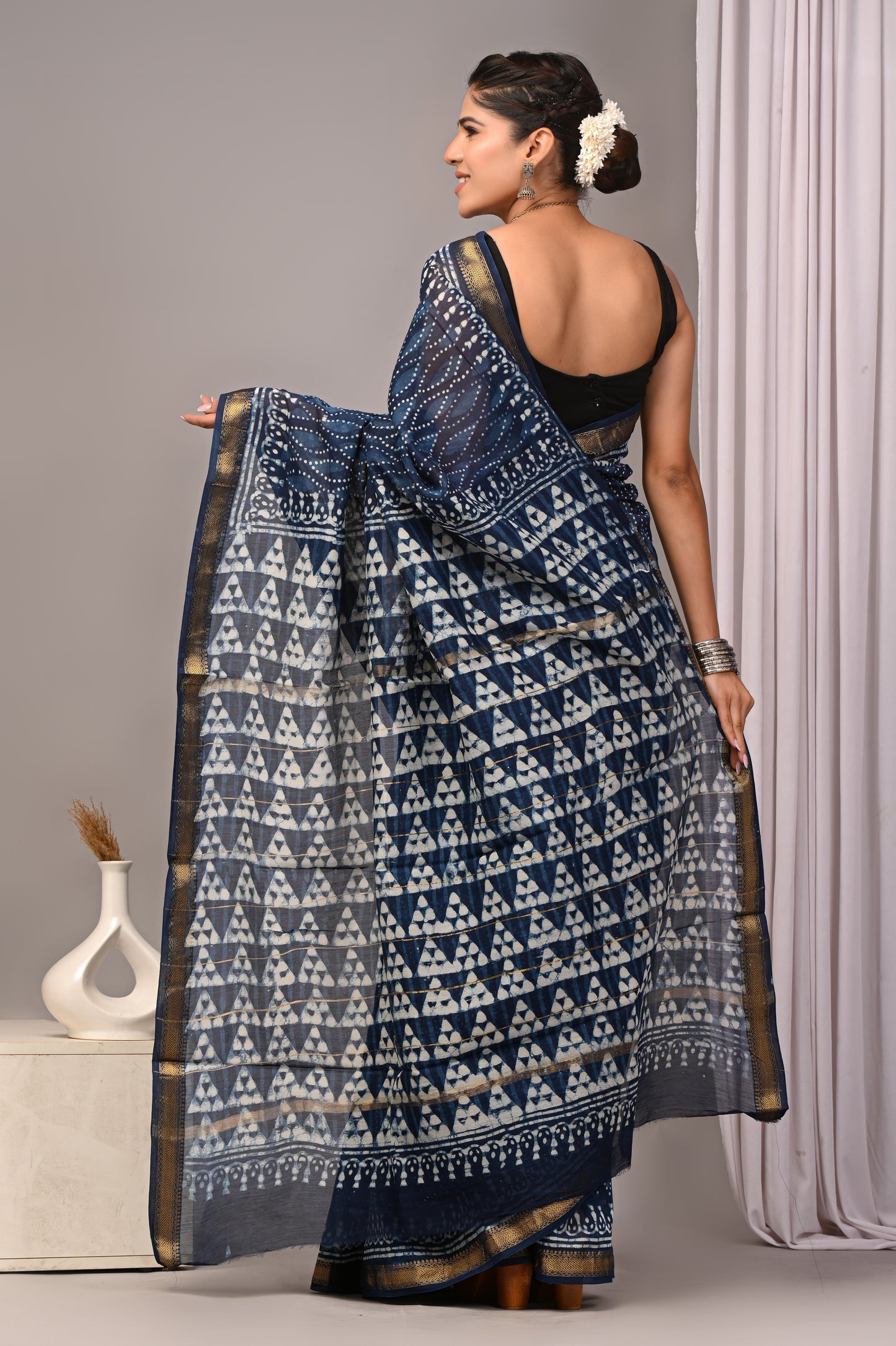 Maheshwari — Indigo Triangle Dot