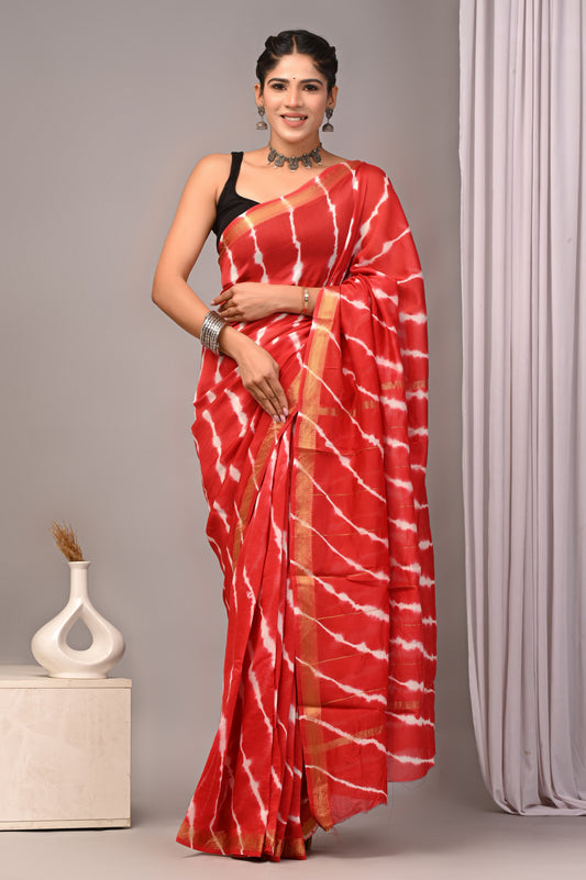 Maheshwari — Crimson Shibori Stripe