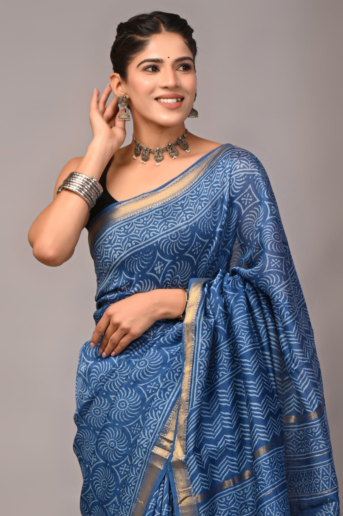 Maheshwari — Steel Blue Garden