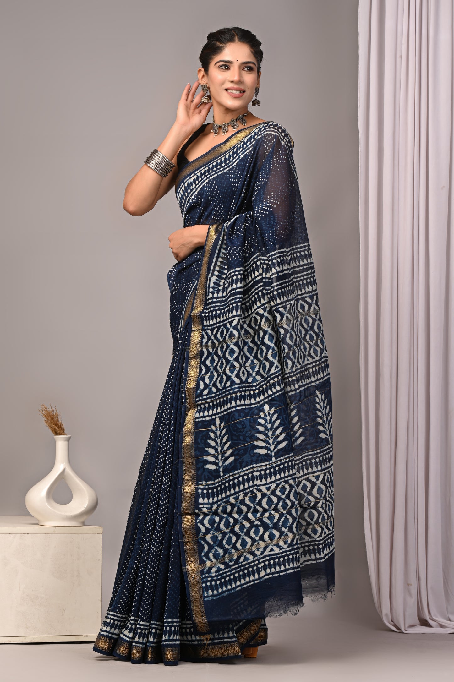 Maheshwari — Navy Dot Heritage
