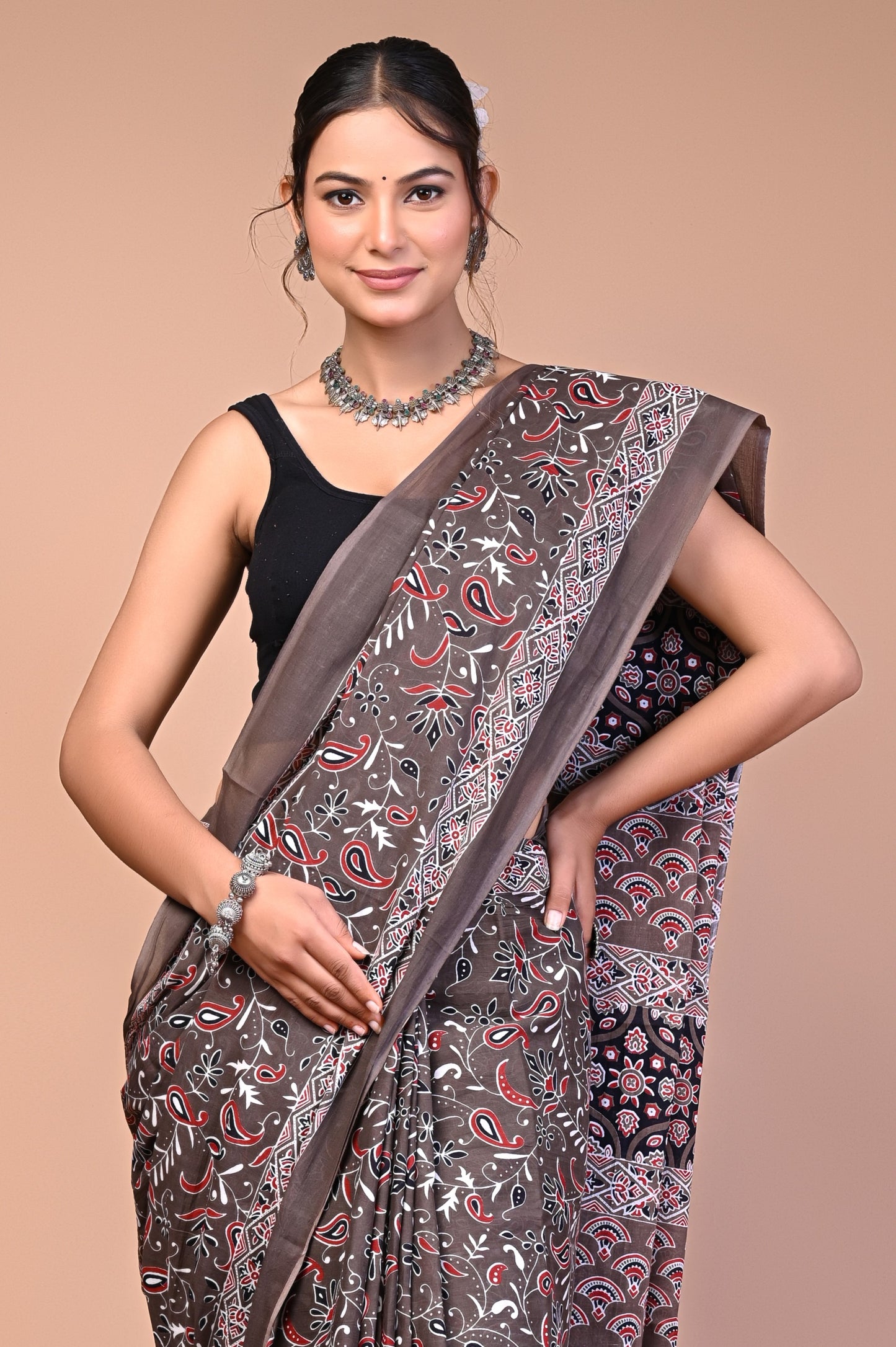 Ajrakh — Mocha Paisley Bloom
