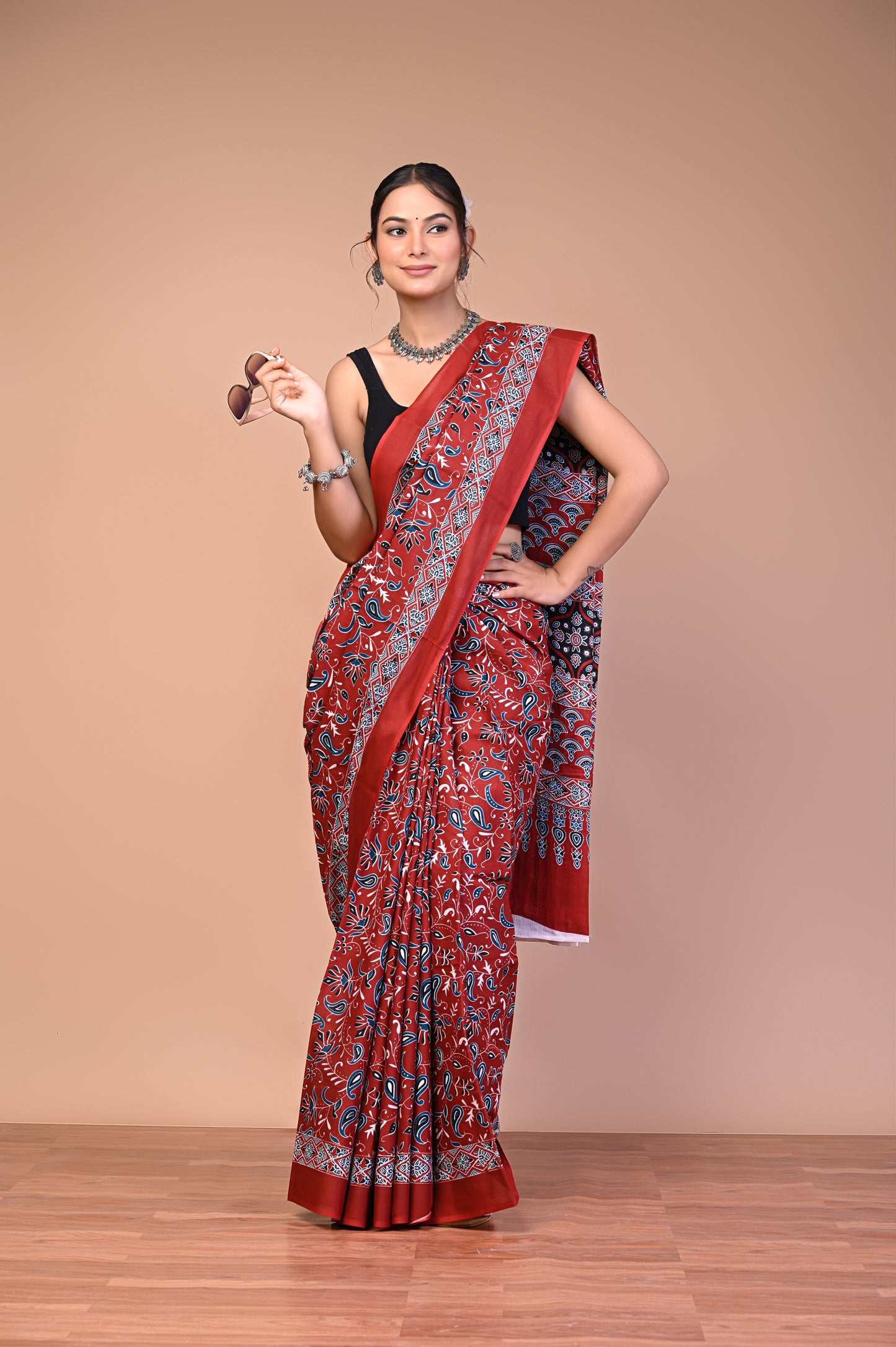 Ajrakh — Crimson Paisley Vine