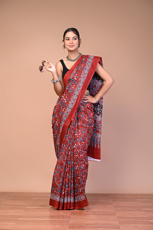 Ajrakh — Crimson Paisley Vine