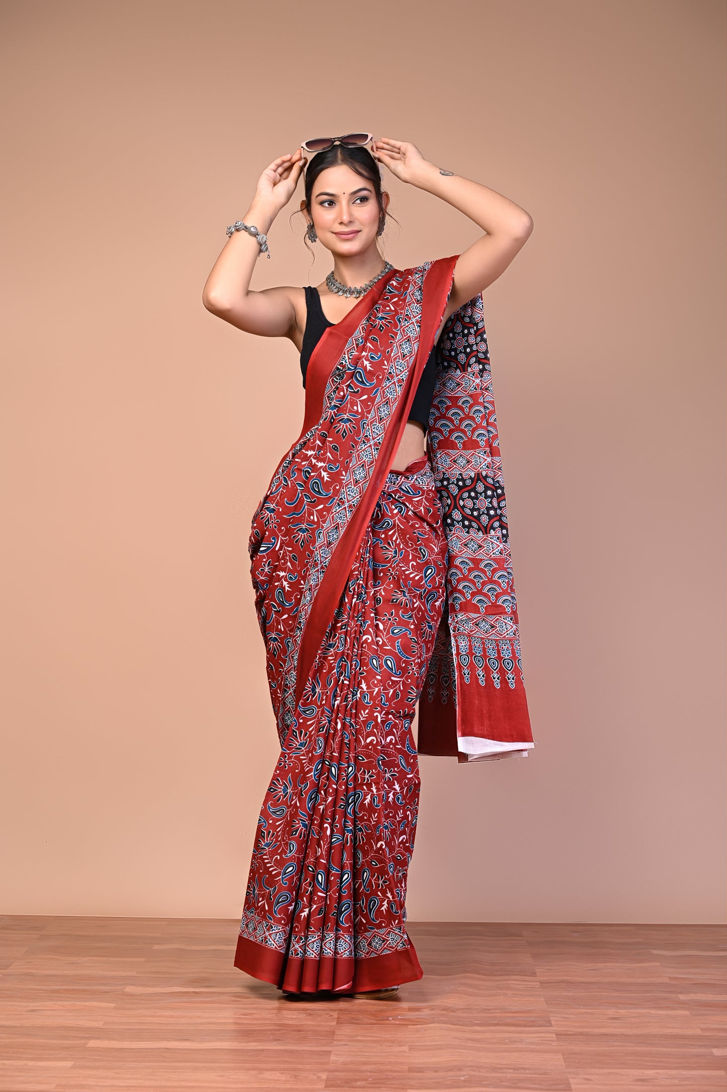 Ajrakh — Crimson Paisley Vine