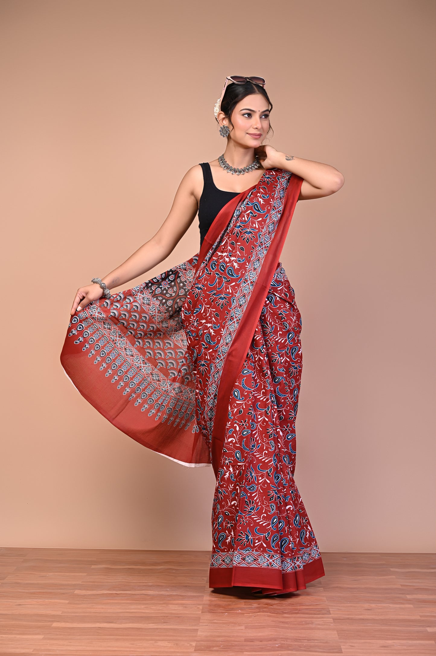 Ajrakh — Crimson Paisley Vine