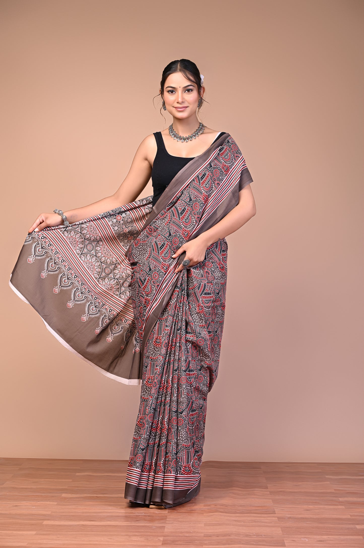 Ajrakh — Mocha Fan Stripe