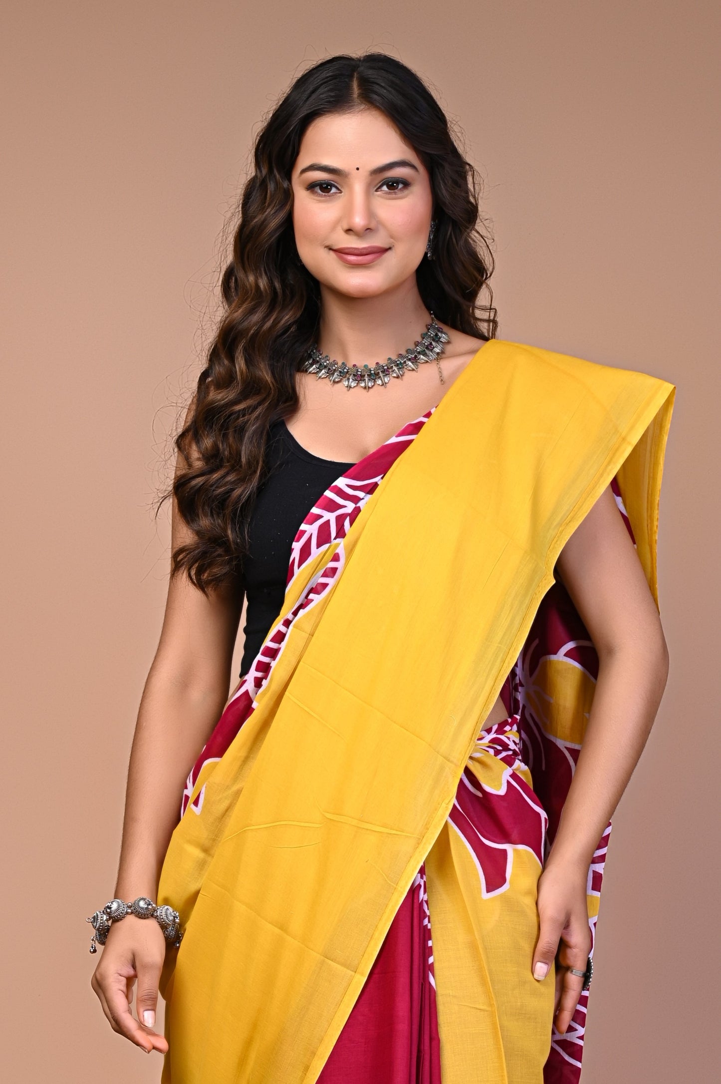 Batik — Mustard Crimson Leaf