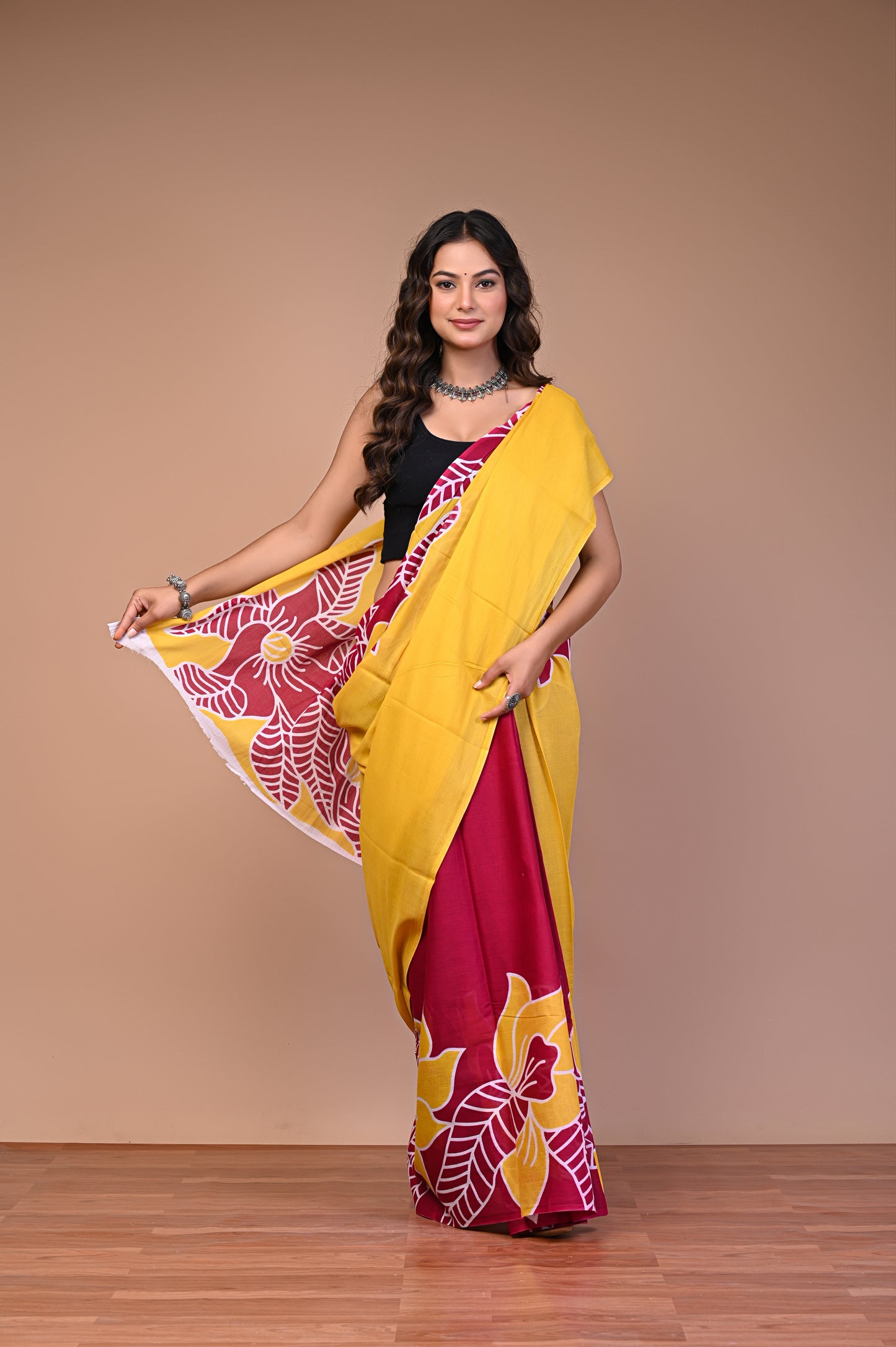 Batik — Mustard Crimson Leaf