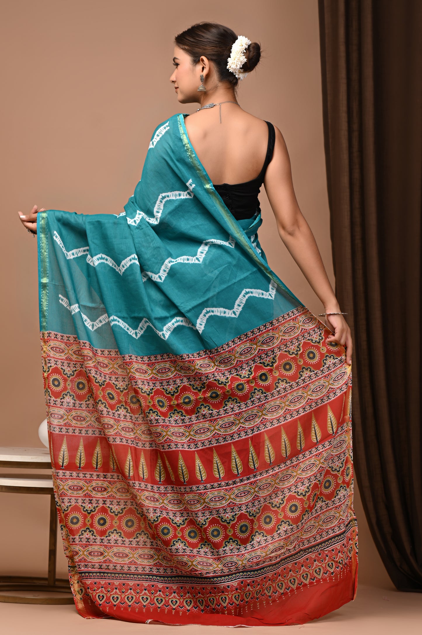 Zari Edit — Teal Shibori Zigzag